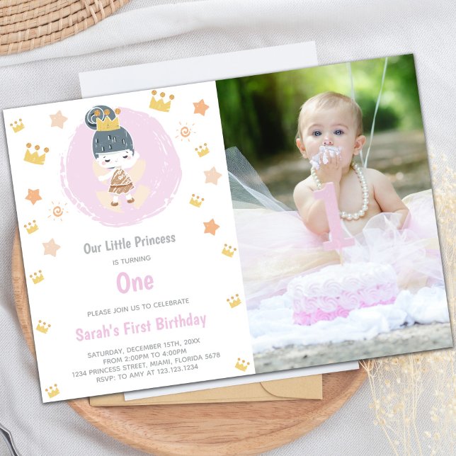 Anpassade Royal Princess Party Investigations Inbjudningar (Our Little Princess Birthday Invitations w photo)