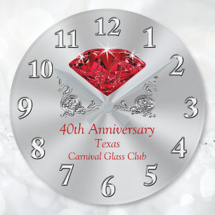 Anpassade Ruby 40-årsdag Clock Fyrkantig Klocka