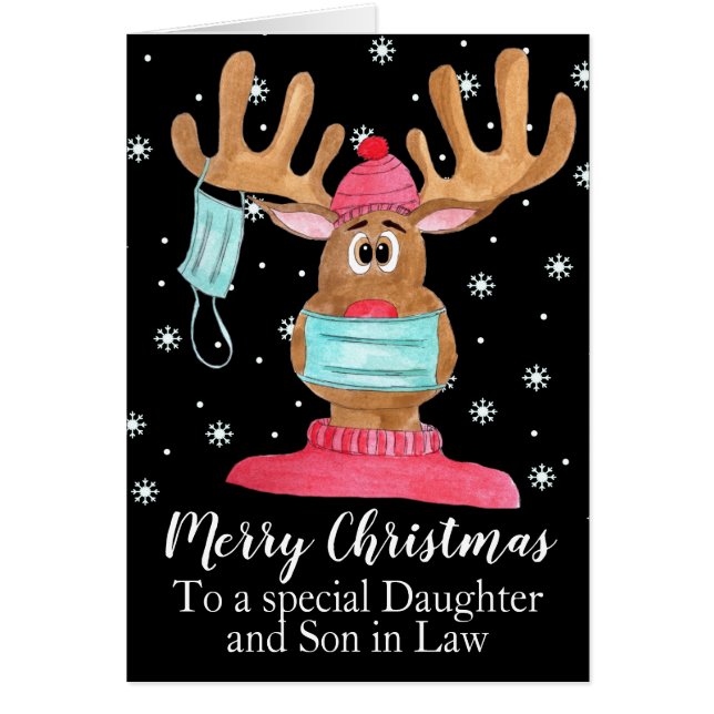 Anpassade Rudolph Ansikte Mask Reindeer OBS Kort (Framsidan)