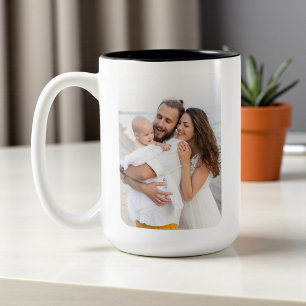 Anpassade rundade hörn Foto Familj  Två-Tonad Mugg
