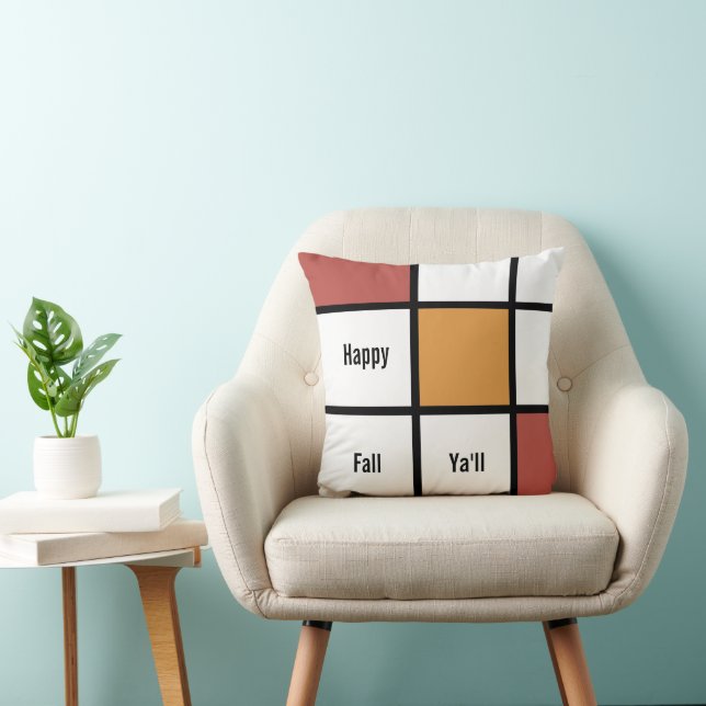 Anpassade Rust Guld Mondrian Stil Kudde (Stol)