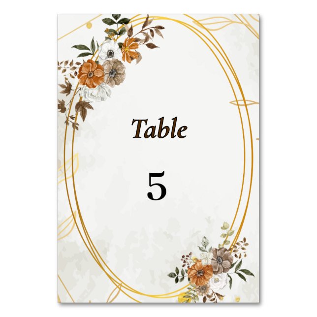 Anpassade Rustic Boho Fall Bordsnummer Card (Framsidan)