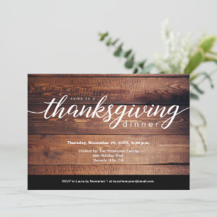 Anpassade Rustic Thanksgiving Dinner Wood Grain Inbjudningar