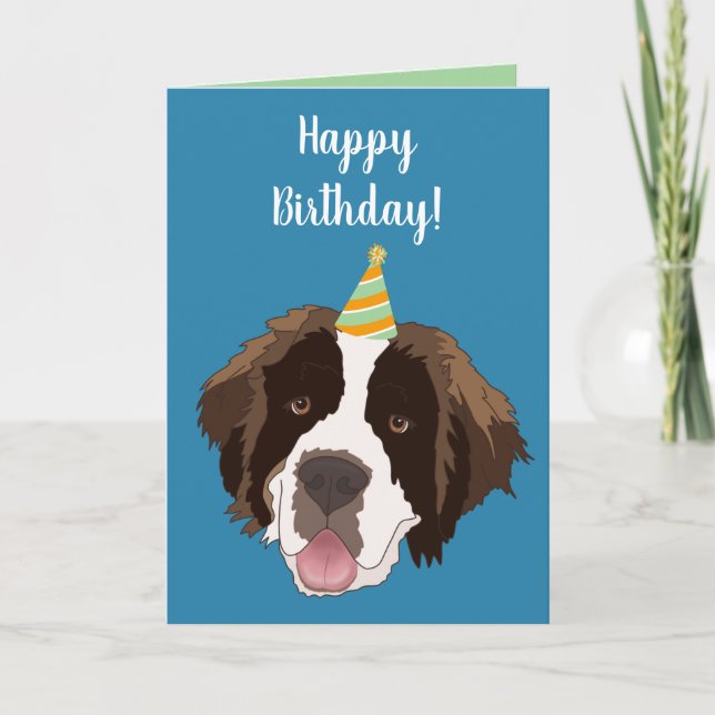 Anpassade Saint Bernard Birthday Helgkort (Framsida)