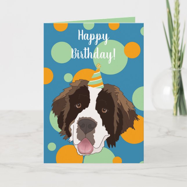 Anpassade Saint Bernard Birthday Kort (Framsida)