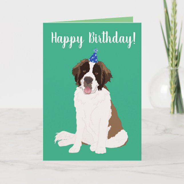 Anpassade Saint Bernard Birthday Kort (Framsida)