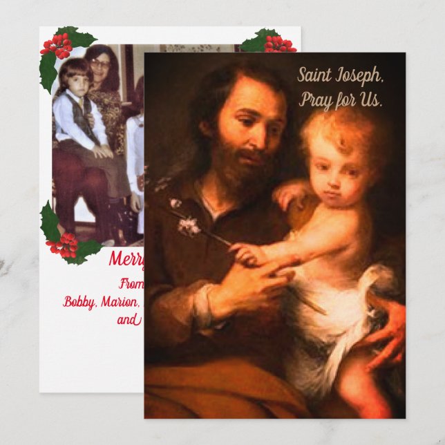 Anpassade Saint Joseph med Kristus Child Jesus Julkort (Fram/baksida)