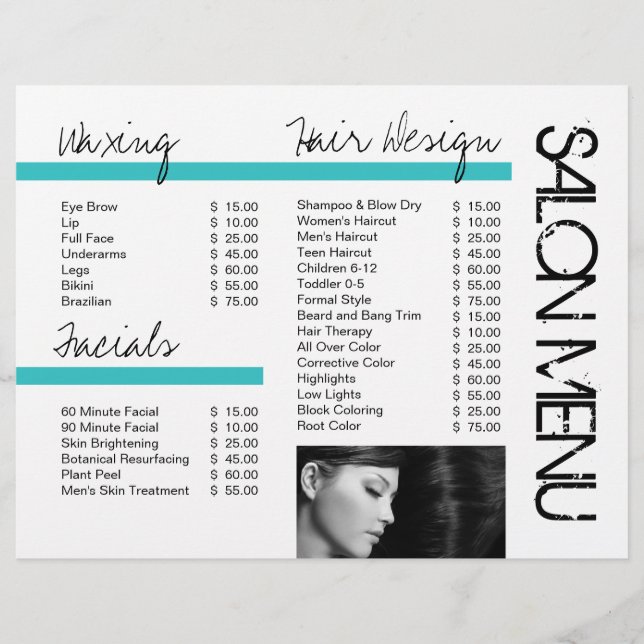 Anpassade Salon Three Fold Flyer (Framsida)