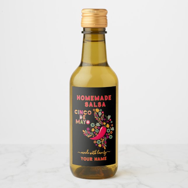 Anpassade Salsa-etiketter för Hemmagjord Salsa Vinetikett (Framsida)