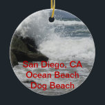 Anpassade San Diego, Ocean Beach, CA Gifts Julgransprydnad Keramik<br><div class="desc">Anpassadet San Diego,  Ocean Beach,  CA Gifts - all text som visas är ett exempel.  Ta bort den och lägg till en egen. Foto taget i Hund Beach,  Ocean Beach,  San Diego,  Kalifornien,  6/18/2011</div>