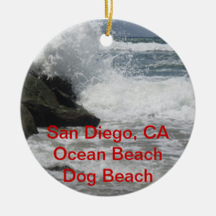 Anpassade San Diego, Ocean Beach, CA Gifts Julgransprydnad Keramik
