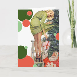 Anpassade Santa & Pinup Girl-jul Helgkort