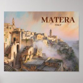 Anpassade Sassi di Matera Italien Resa Akvarell Poster