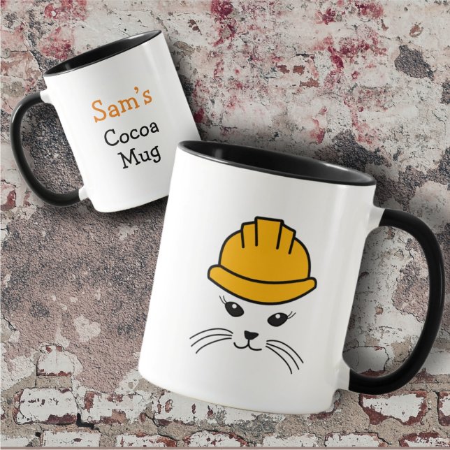 Anpassade Sassy Cat Construction Worker Mugg (Skapare uppladdad)