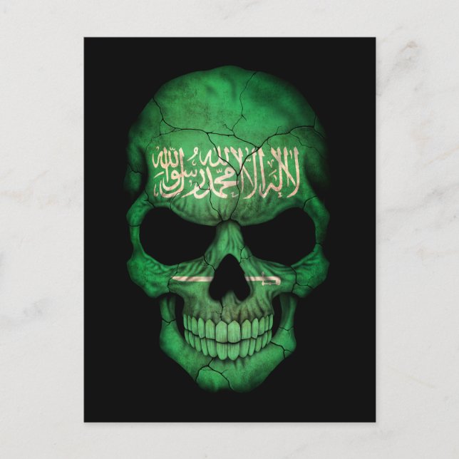 Anpassade Saudiarabien Flagga Skull Vykort (Framsida)
