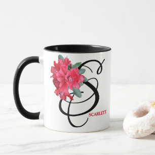 Anpassade Scarlett namn söt Red blommigt roligt Mugg