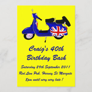 Anpassade Scooter Birthday inbjudan
