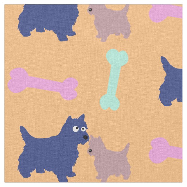 Anpassade Scottish Terrier och Puppy Fabric Tyg (Närbild)