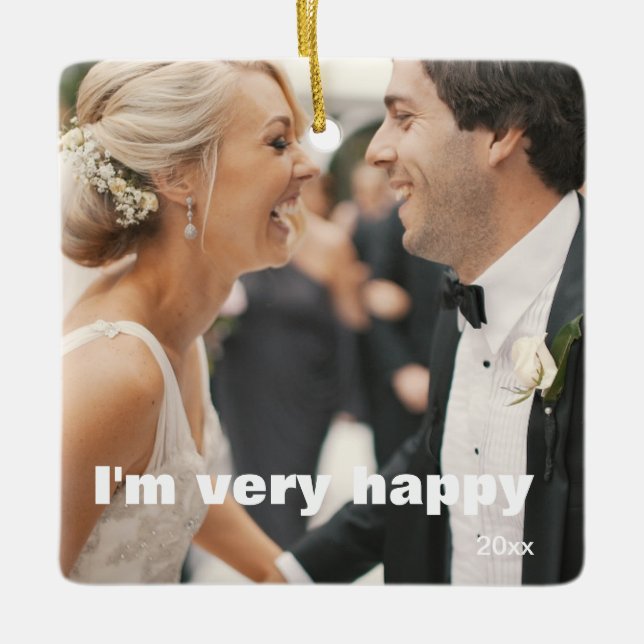 Anpassade Scrolls 2-sidig Elegant 2 Foto Julgransprydnad Keramik (Framsida)