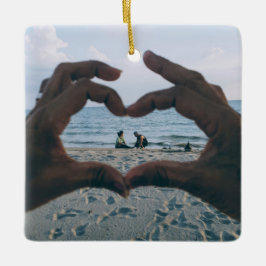 Anpassade Scrollsar med 2 Eleganter 2 Fotokeram Julgransprydnad Keramik