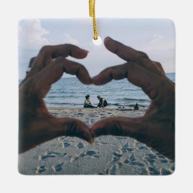 Anpassade Scrollsar med 2 Eleganter 2 Fotokeram Julgransprydnad Keramik (Framsida)