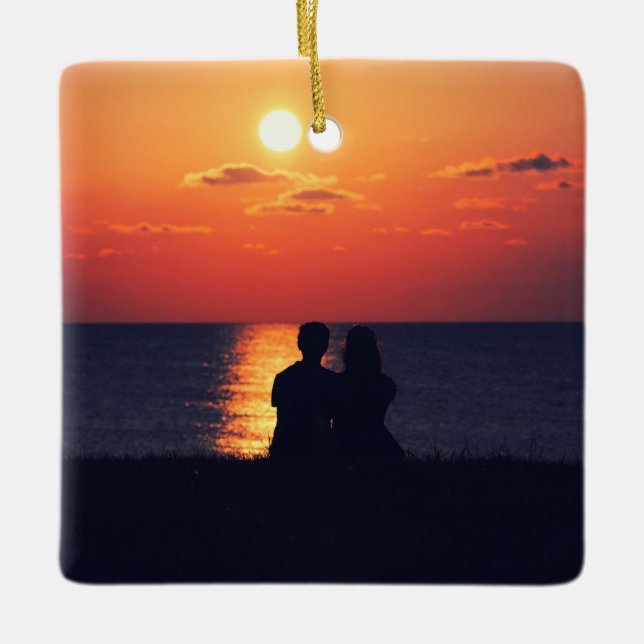 Anpassade Scrollsar med 2 sidor Elegant 2 Foto Julgransprydnad Keramik (Framsida)