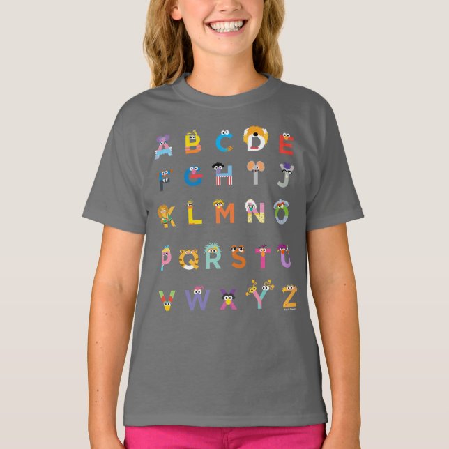 Anpassade Sesame Street Alphabet T Shirt (Framsida)