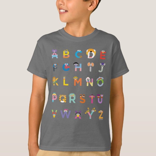 Anpassade Sesame Street Alphabet T Shirt (Framsida)