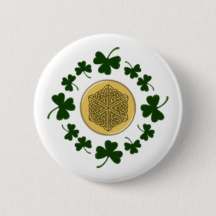 ANPASSADE! Shamrocks - guld- irländsk Celtic Knapp