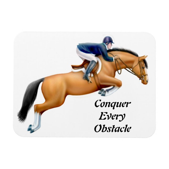 Anpassade Show Jumper Equestrian Horse Premium Magnet (Horisontell)