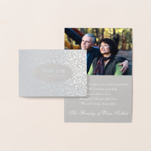Anpassade Silver Damask Sympathy Tack Folierat Kort
