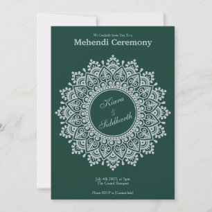 Anpassade Silver Emerald Mehendi Henna Indian Inbjudningar