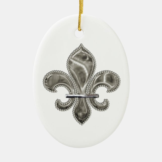 Anpassade Silver Fleur de Lys Ornament (Framsidan)