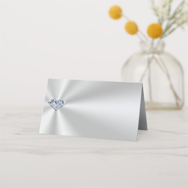 Anpassade Silver och Diamond Place Cards Placeringskort (Baksida)