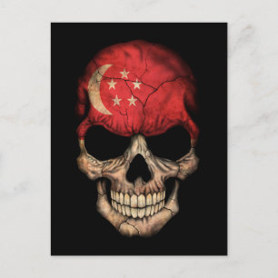 Anpassade Singapore Flagga Skull Vykort