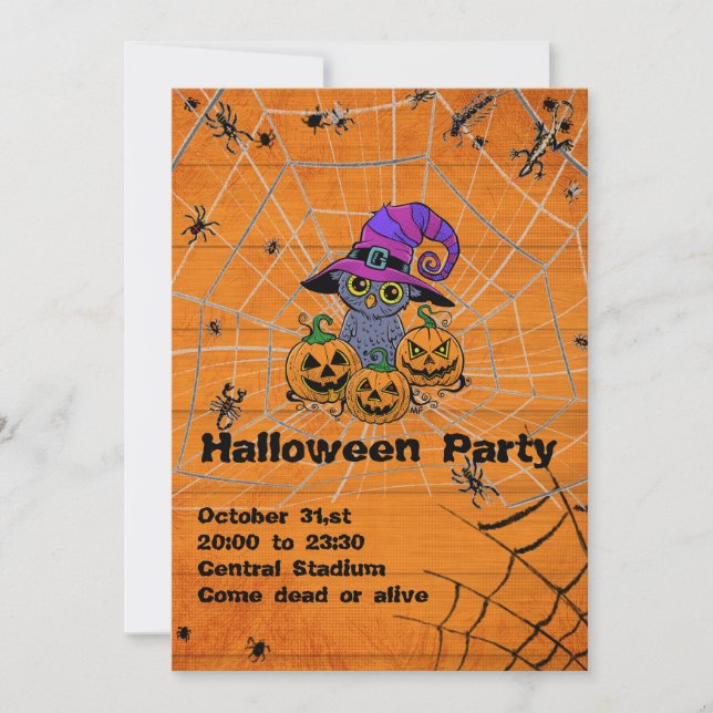 Anpassade-skämt Halloween uggla, pumpor Inbjudningar (Framsida)