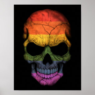 Anpassade Skull med Gay pride Rainbow Flagga Poster