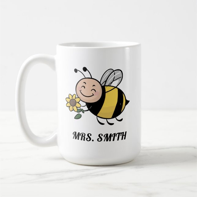 Anpassade Smiling Bee Teacher Appreciation Gift Kaffemugg (Vänster)