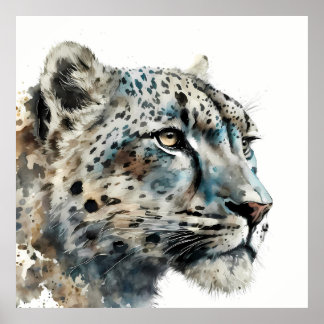 Anpassade Snö Leopard Art Skriv ut modern Wallart Poster