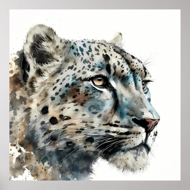 Anpassade Snö Leopard Art Skriv ut modern Wallart Poster (Framsidan)