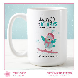Anpassade Snowboarding Bluebird-jul Kaffemugg