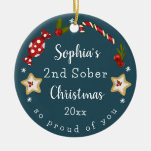 Anpassade Sobriety Keepsaké Sober jul Julgransprydnad Keramik