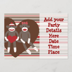 Anpassade Sock Monkey-festinvitationer Mallar