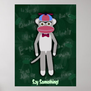Anpassade Sock monkey Nerd Poster