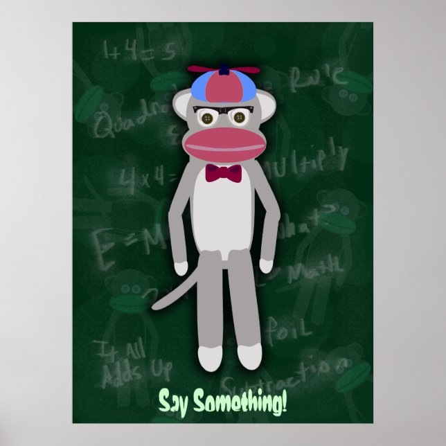 Anpassade Sock monkey Nerd Poster (Framsidan)