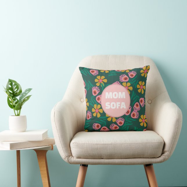 Anpassade soffblommor till mamma gröna snygga söta kudde (Stol)