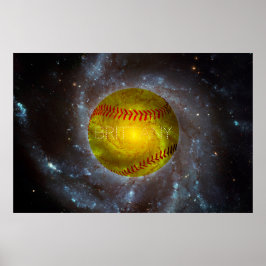 Anpassade Softball i Space Galactic Poster