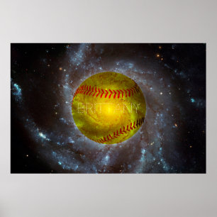 Anpassade Softball i Space Galactic Poster