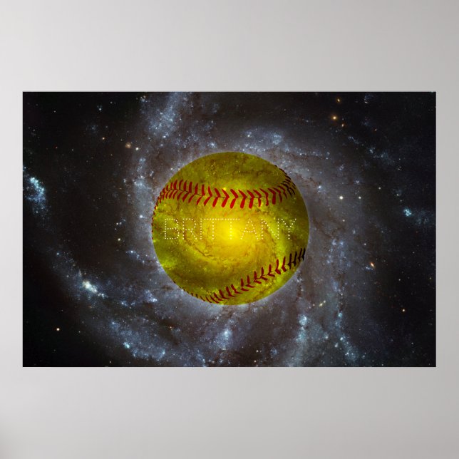 Anpassade Softball i Space Galactic Poster (Framsidan)