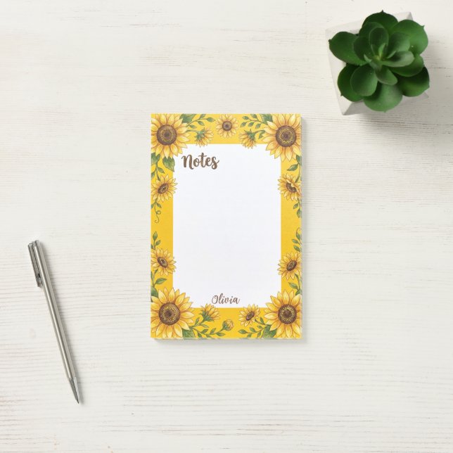 Anpassade solfjäderns anteckningar Blommig personl Post-it Block (Kontor)